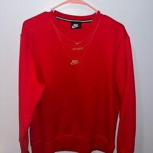 Red Nike Crewneck with Gold Design